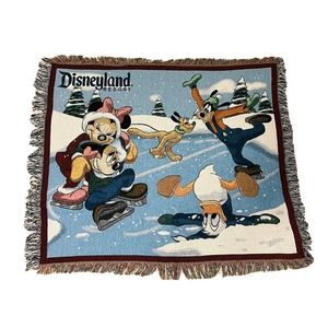 Disneyland Resort Winter Ice‎ Holiday Afghan Throw Blanket Tasseled